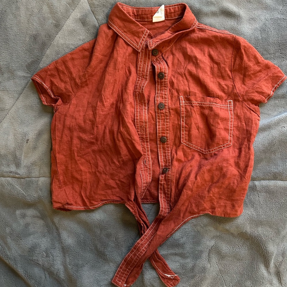 Orange tie crop top
